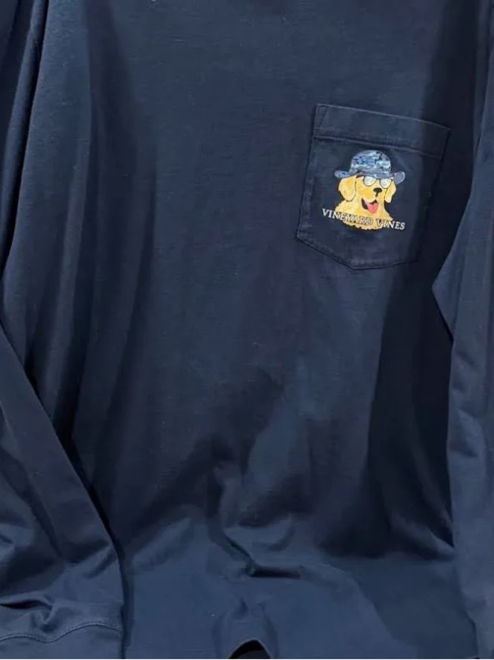 Vineyard Vines Navy Crewneck Tee with Life of the Pawty pup